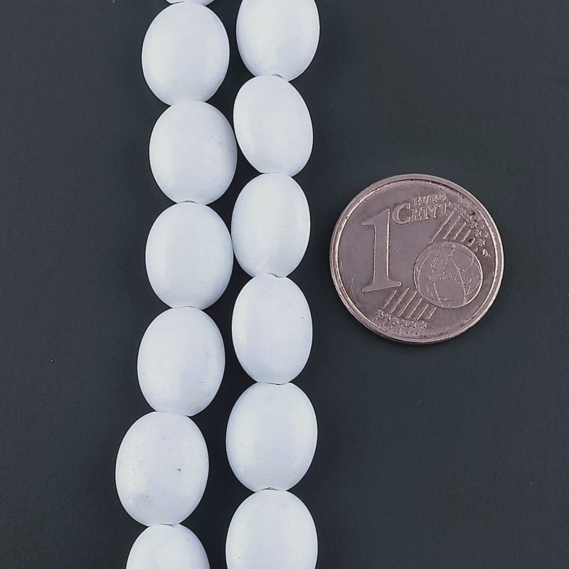 Agata Bianca in Perline Forma Ovale Piatto Liscio Foro Passante 08X10mm