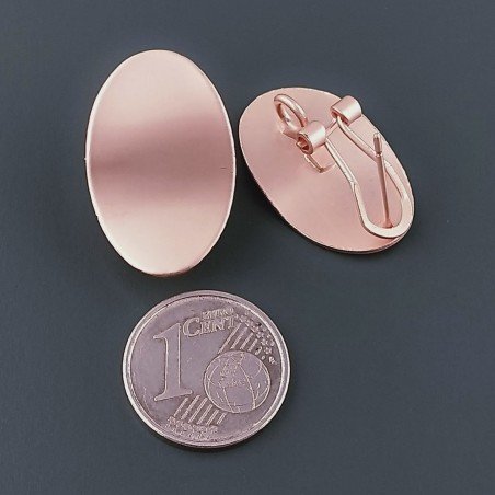 Base Per Orecchini In Zama A Perno Chiuso Forma Ovale 14X22mm-Rosato 1 paio