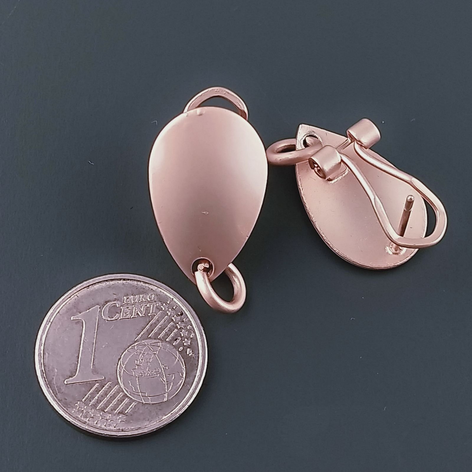 Base Per Orecchini In Zama A Perno Chiuso Forma Gocce 11X18mm-Rosato 1 paio