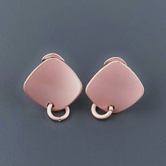 Base Per Orecchini In Zama A Perno Chiuso Forma Quadrata Curvato 16X16mm-Rosato 1 paio