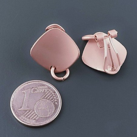 Base Per Orecchini In Zama A Perno Chiuso Forma Quadrata Curvato 16X16mm-Rosato 1 paio
