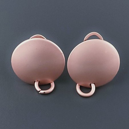 Base Per Orecchini In Zama A Perno Chiuso Forma Tondo 17mm-Rosato 1 paio