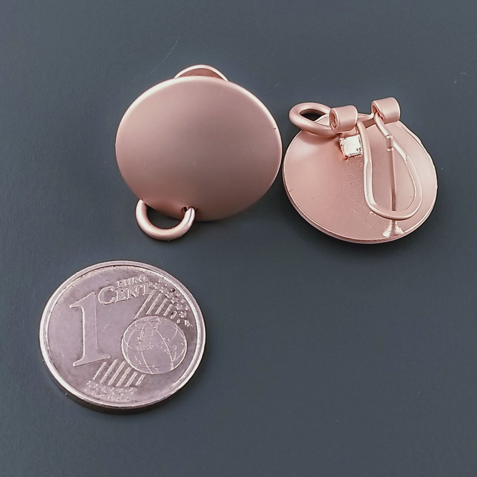 Base Per Orecchini In Zama A Perno Chiuso Forma Tondo 17mm-Rosato 1 paio