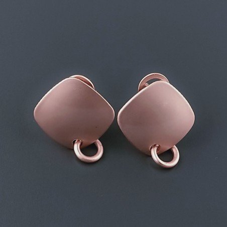 Base Per Orecchini In Zama A Perno Chiuso Forma Quadrata 16X16mm-Rosato 1 paio
