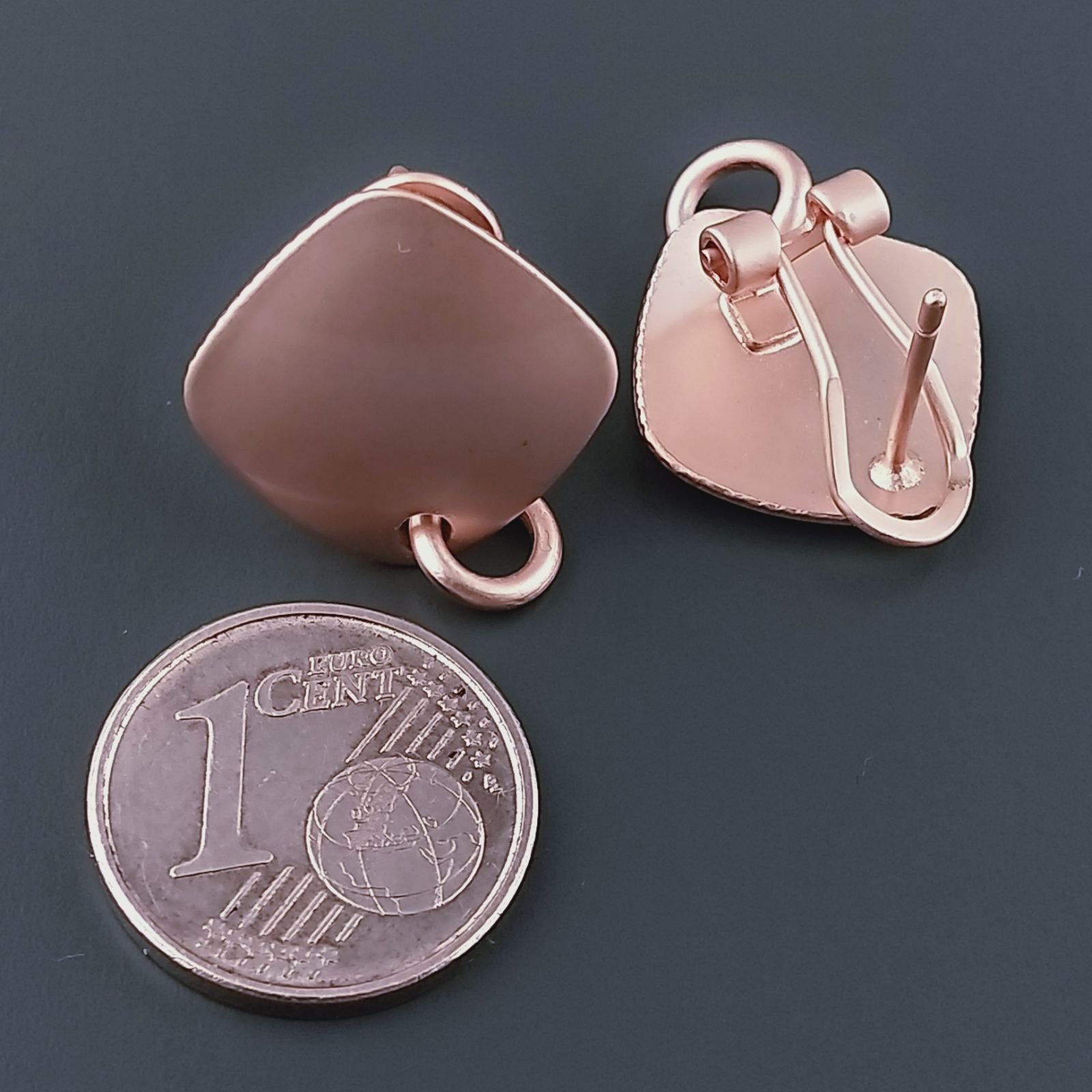 Base Per Orecchini In Zama A Perno Chiuso Forma Quadrata 16X16mm-Rosato 1 paio