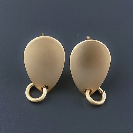 Base Per Orecchini In Zama A Perno Forma Gocce 18X11mm-Dorato 1 paio