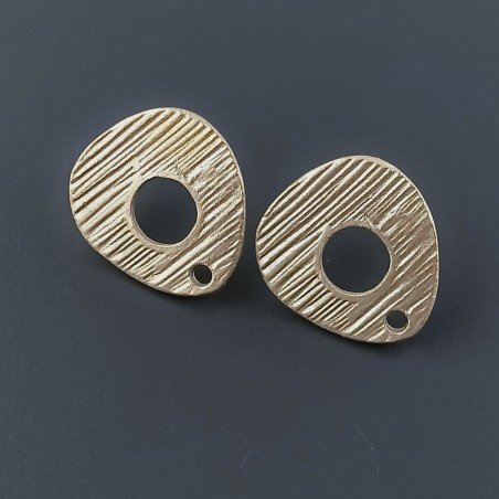 Base Per Orecchini In Zama A Perno Forma Fantasia 16X15mm-Dorato 1 paio