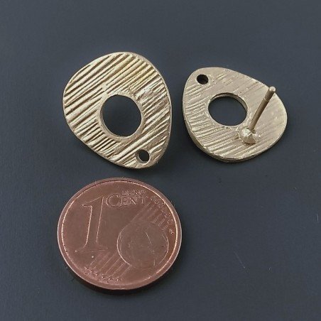 Base Per Orecchini In Zama A Perno Forma Fantasia 16X15mm-Dorato 1 paio