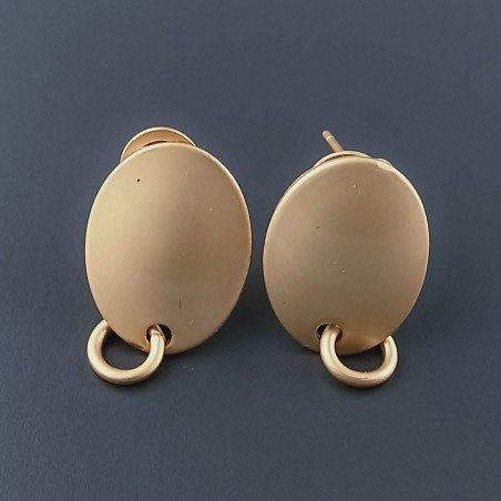 Base Per Orecchini In Zama A Perno Forma Ovale 18X12mm-Dorato 1 paio