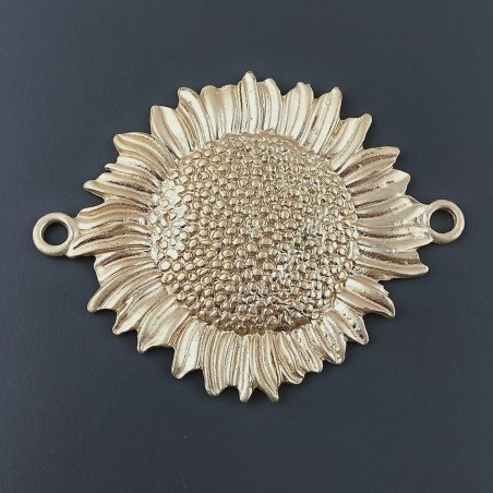 Connettore In Zama Opaco Forma Fiore Del Sole 66X52mm-Dorato 1pz