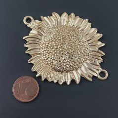 Connettore In Zama Opaco Forma Fiore Del Sole 66X52mm-Dorato 1pz