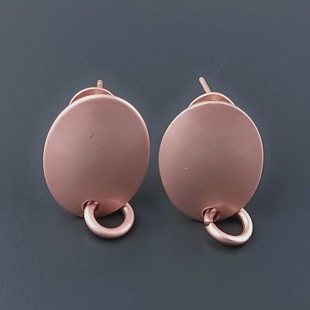 Base Per Orecchini In Zama A Perno Chiuso Forma Ovale 12X17mm-Rosato 1 paio