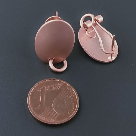 Base Per Orecchini In Zama A Perno Chiuso Forma Ovale 12X17mm-Rosato 1 paio