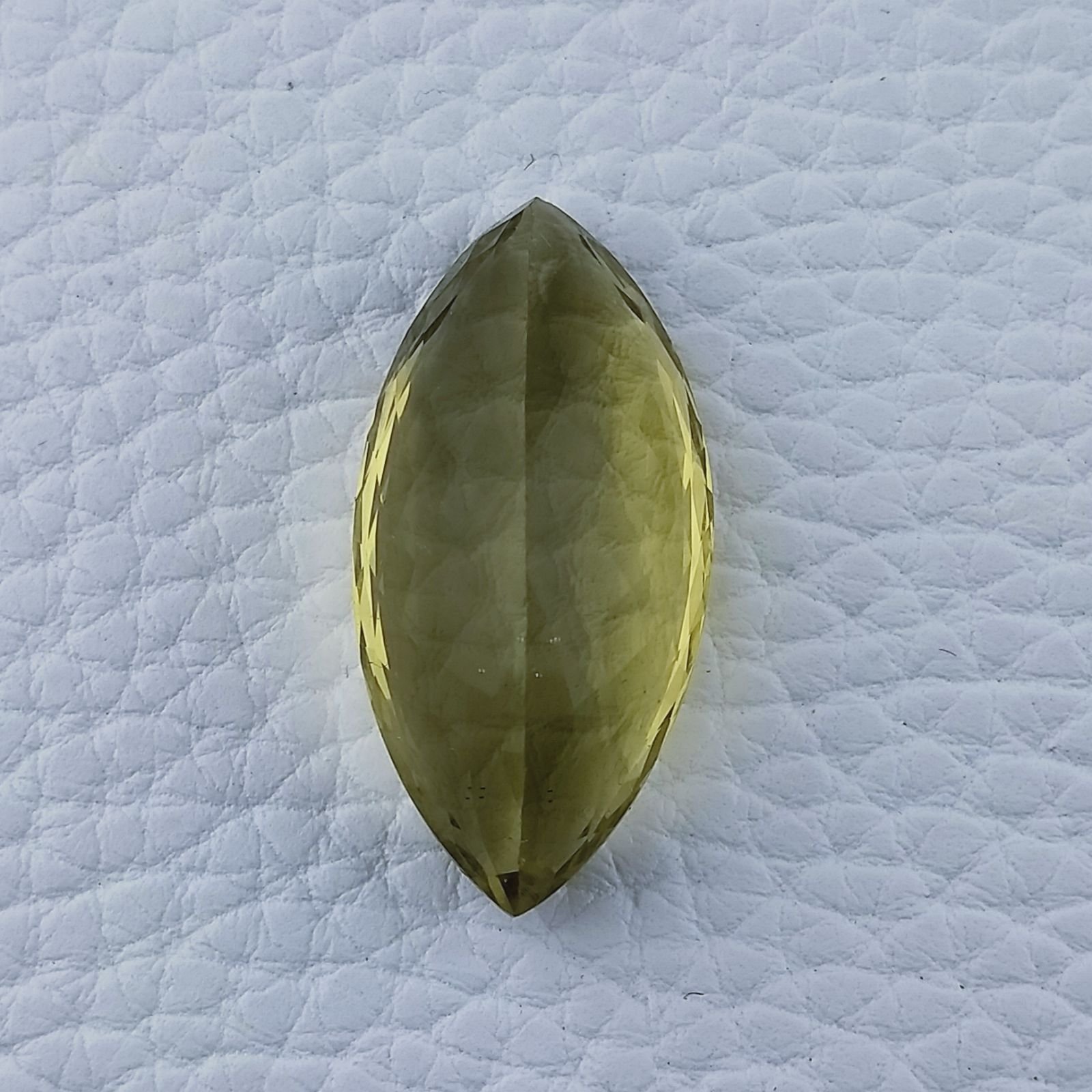 Quarzo Limone Naturale Taglio Marquise Sfaccettato a Mano Gemma Sciolta 16x32mm 28,85 Carati 1pz