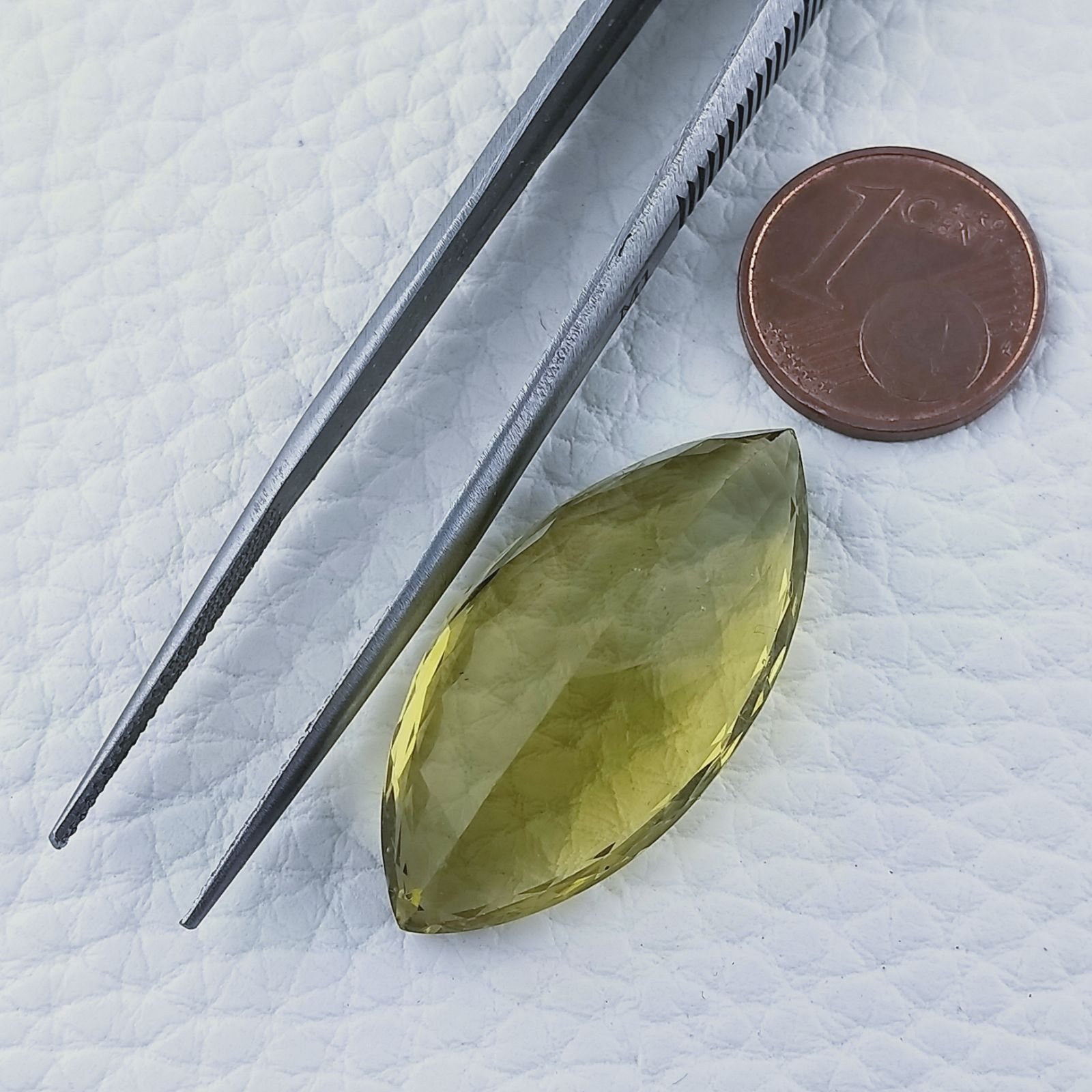 Quarzo Limone Naturale Taglio Marquise Sfaccettato a Mano Gemma Sciolta 16x32mm 28,85 Carati 1pz