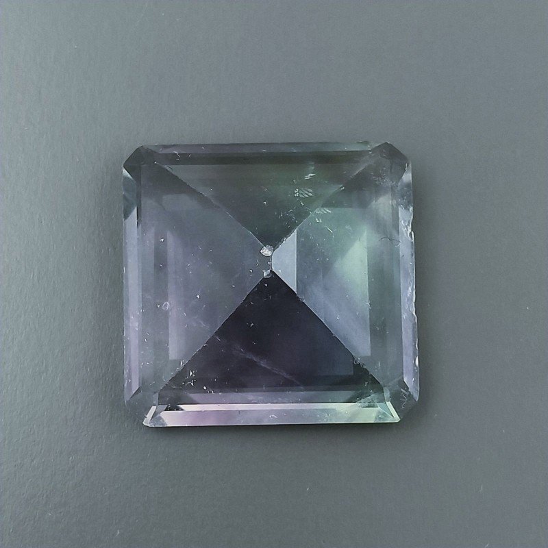 Fluorite Naturale Taglio Smeraldo Quadrato Sfacettato Fatto a Mano Gemma Sciolte 23mm 53.20 Carati 1pz
