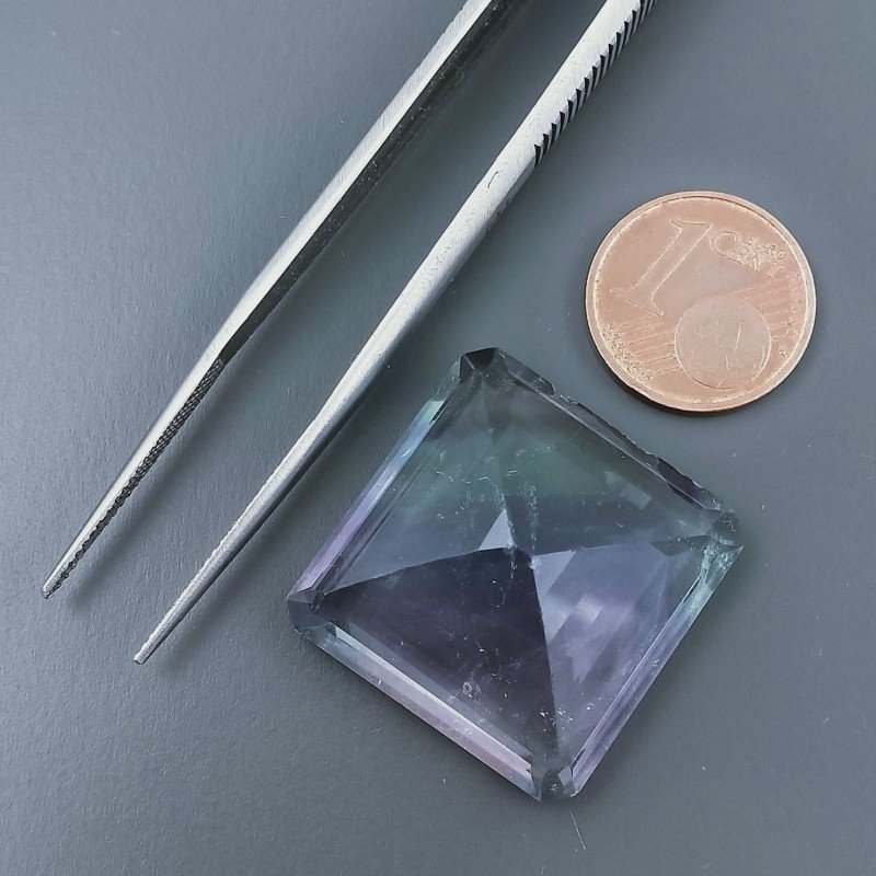Fluorite Naturale Taglio Smeraldo Quadrato Sfacettato Fatto a Mano Gemma Sciolte 23mm 53.20 Carati 1pz