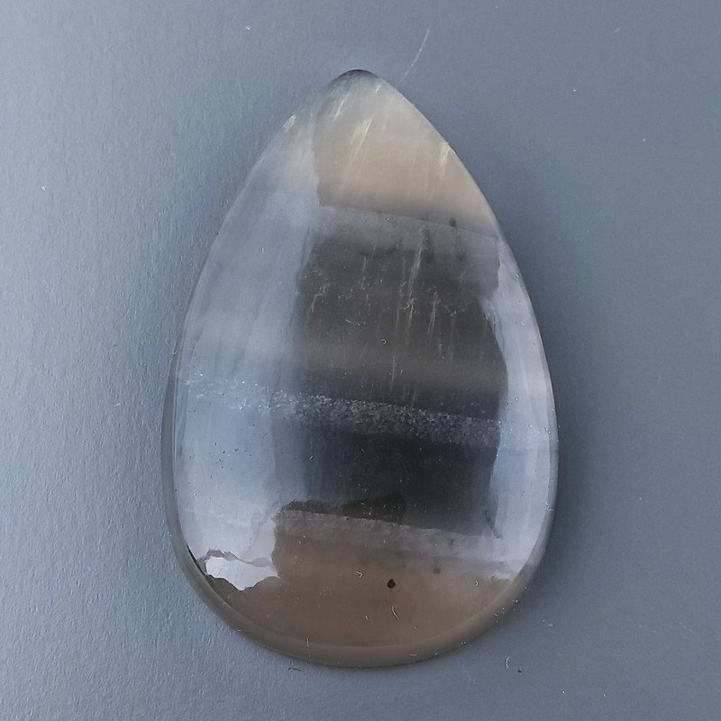 Fluorite Naturale Forma Goccia Piatto Cabochon Liscio Fatto a Mano 45X29mm18,36gm