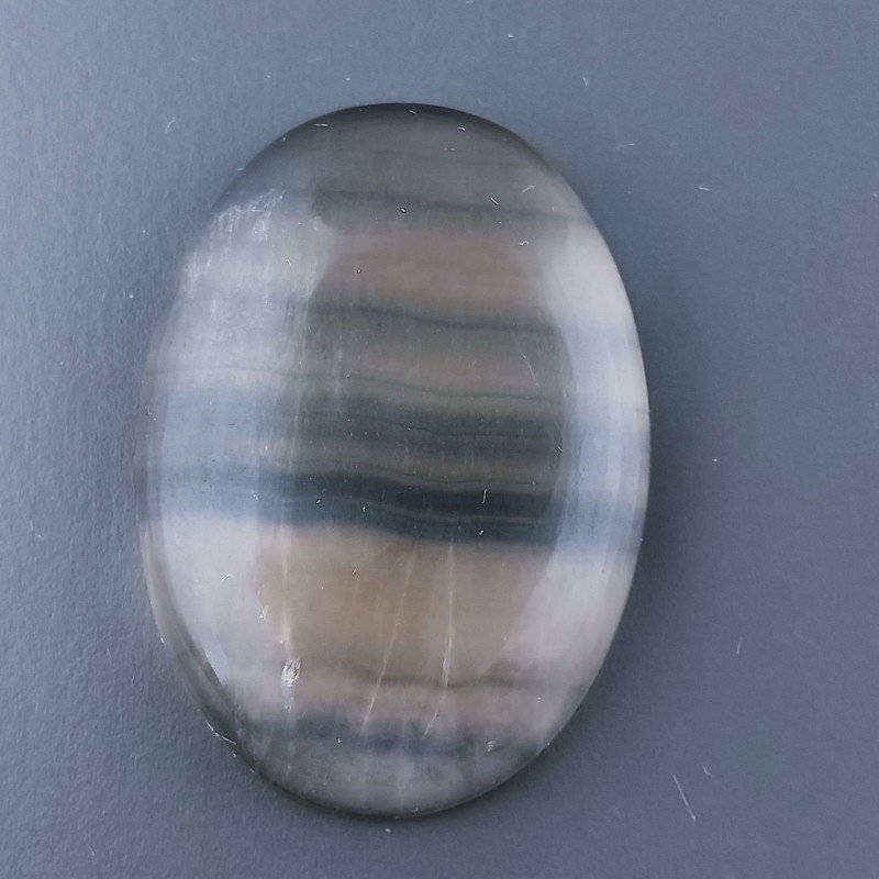 Fluorite Naturale Forma Ovale Piatto Cabochon Liscio Fatto a Mano 37X26mm 13,30gm 1pz