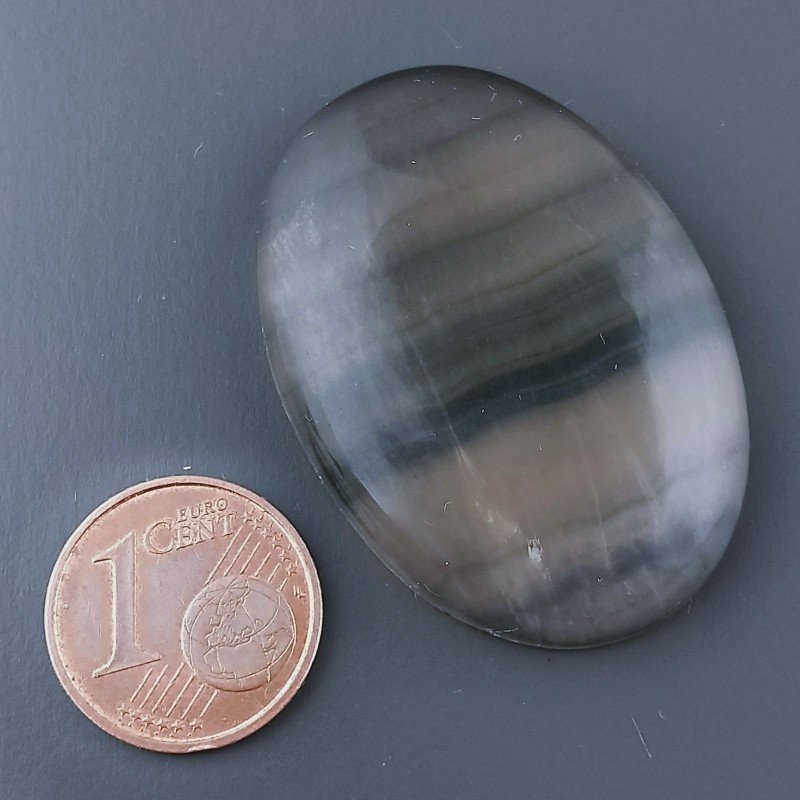 Fluorite Naturale Forma Ovale Piatto Cabochon Liscio Fatto a Mano 37X26mm 13,30gm 1pz