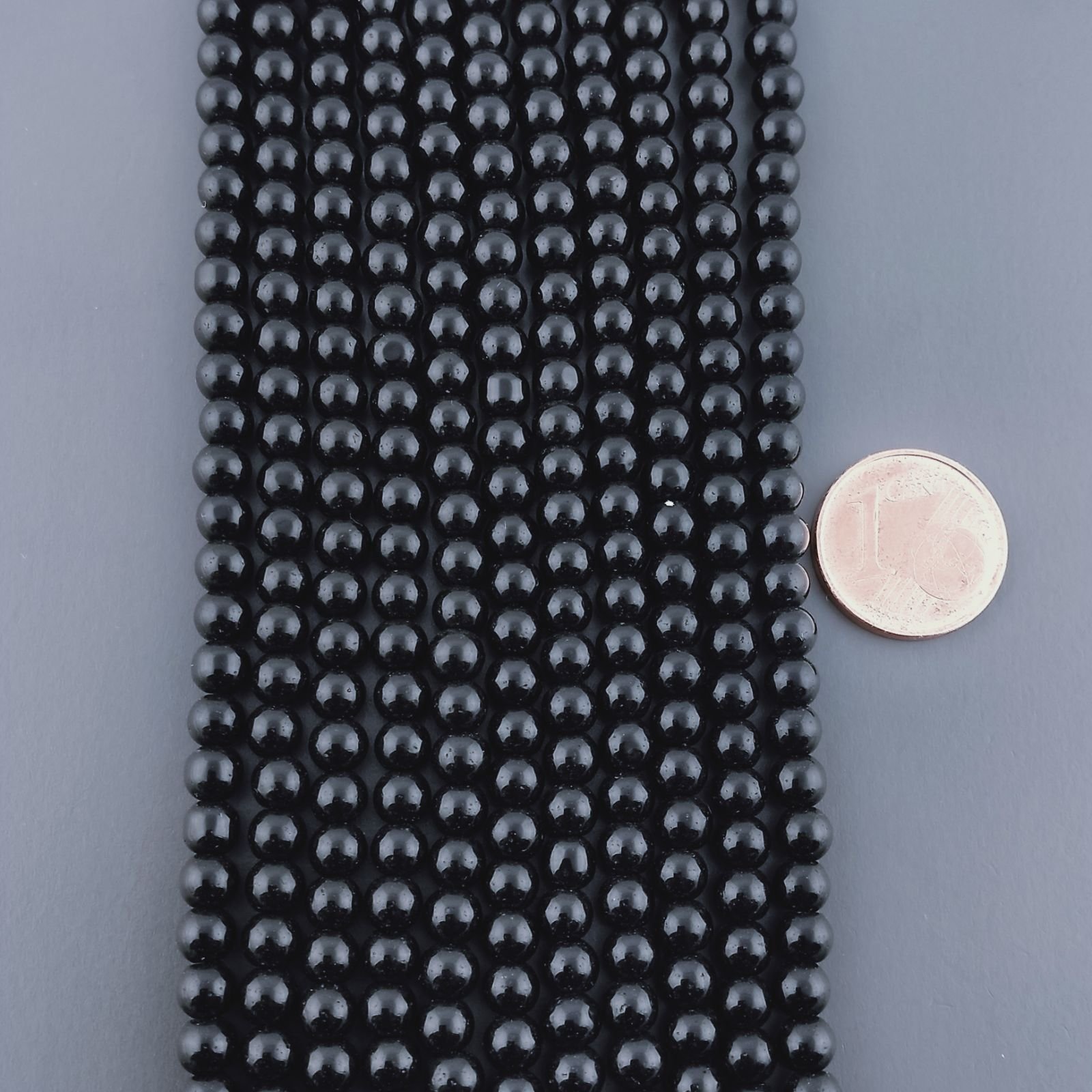 Onice Nera Perline Forma Tondo Liscio 04mm