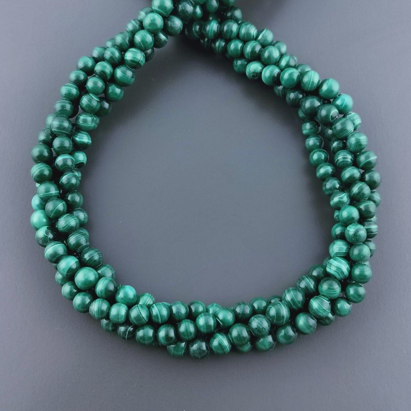 Malachite Naturale Perline Forma Tondo Liscio 5,50mm