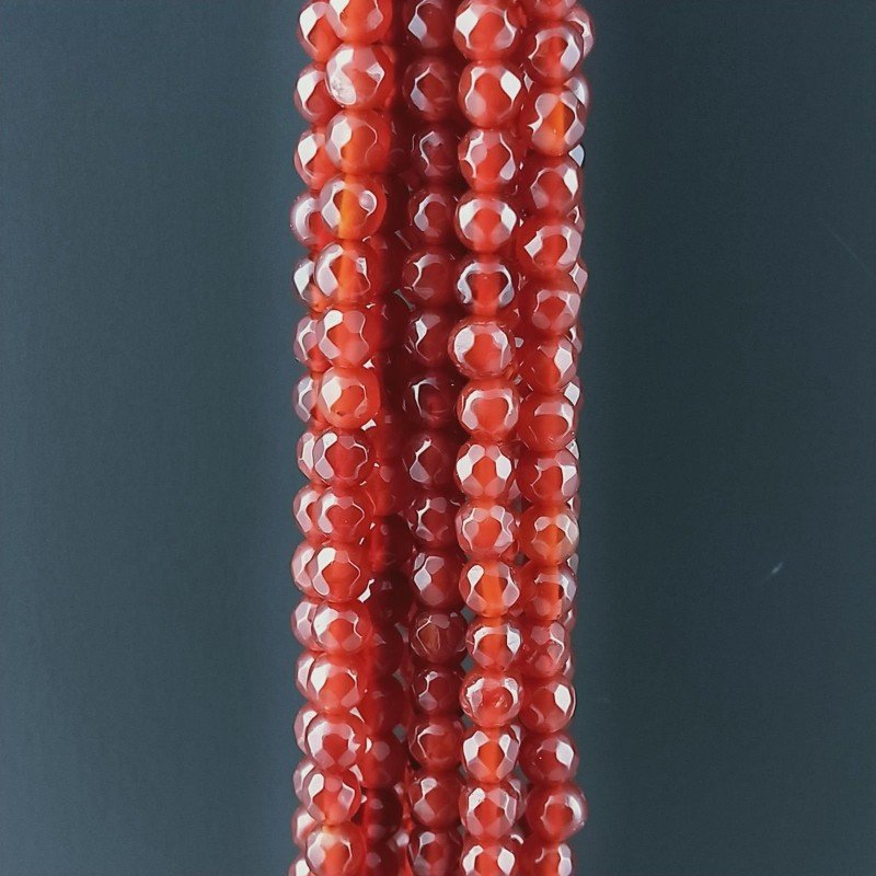 Corniola Rossa Perline Forma Tondo Sfaccettato 04mm