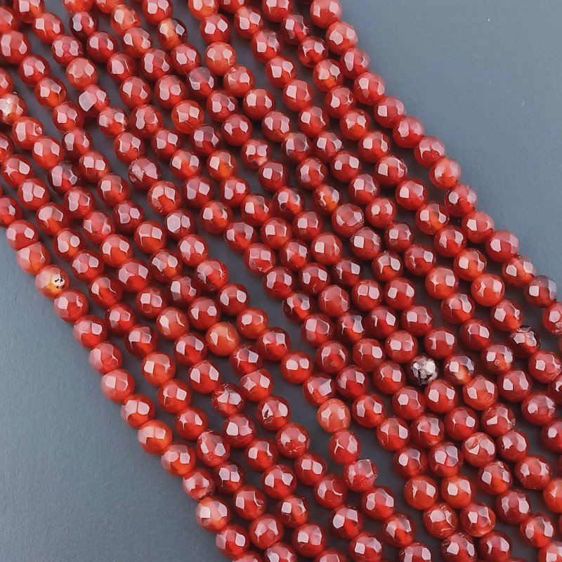 Corniola Rossa Perline Forma Tondo Sfaccettato 04mm