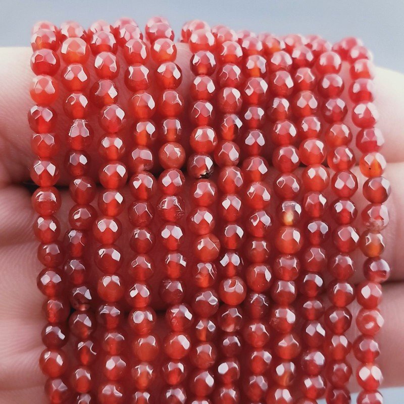 Corniola Rossa Perline Forma Tondo Sfaccettato 04mm