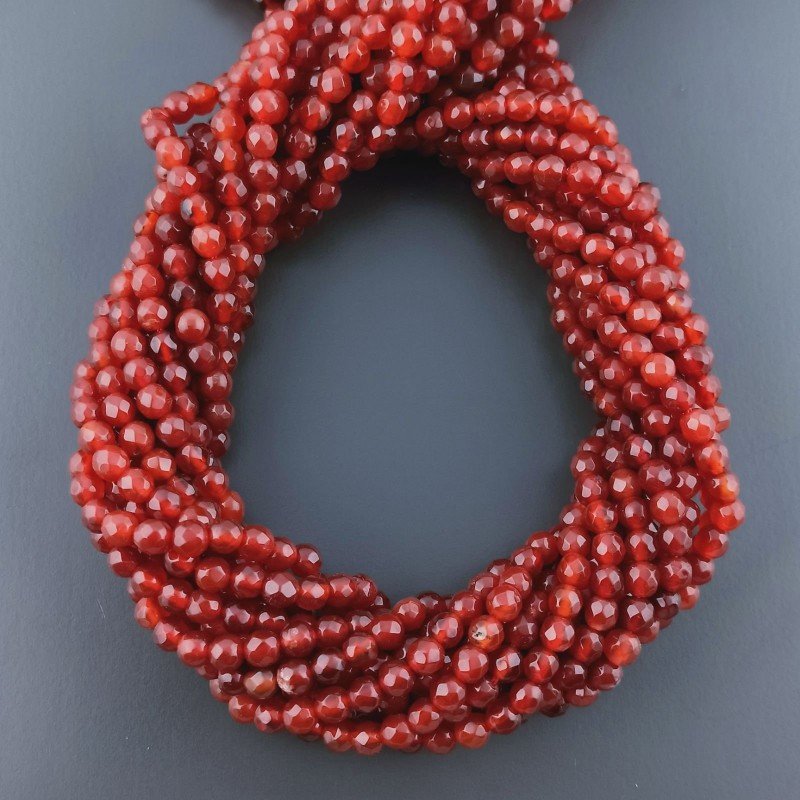Corniola Rossa Perline Forma Tondo Sfaccettato 04mm