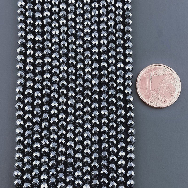 Ematite Naturale Perline Forma Tondo Sfaccettato 03mm