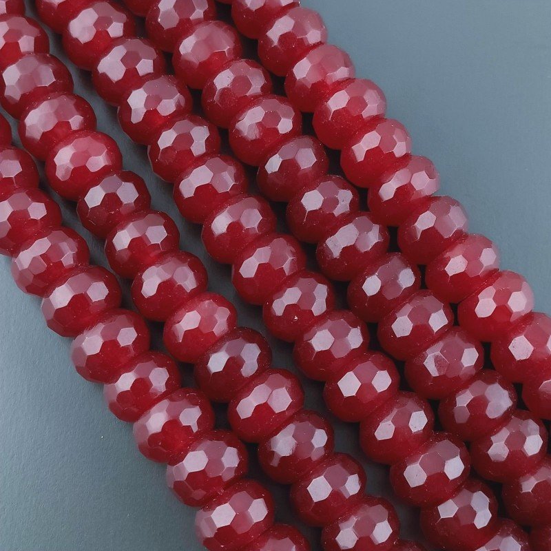 Giada Rubino in Perline Forma Rondelle Sfaccettato Foro Passante 12mm