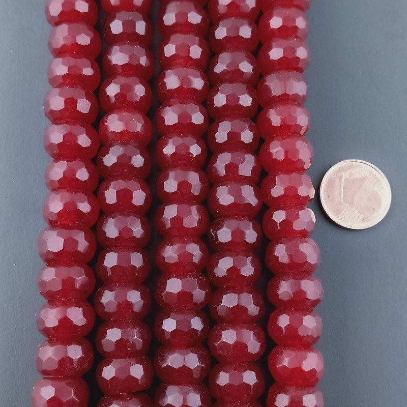 Giada Rubino in Perline Forma Rondelle Sfaccettato Foro Passante 12mm