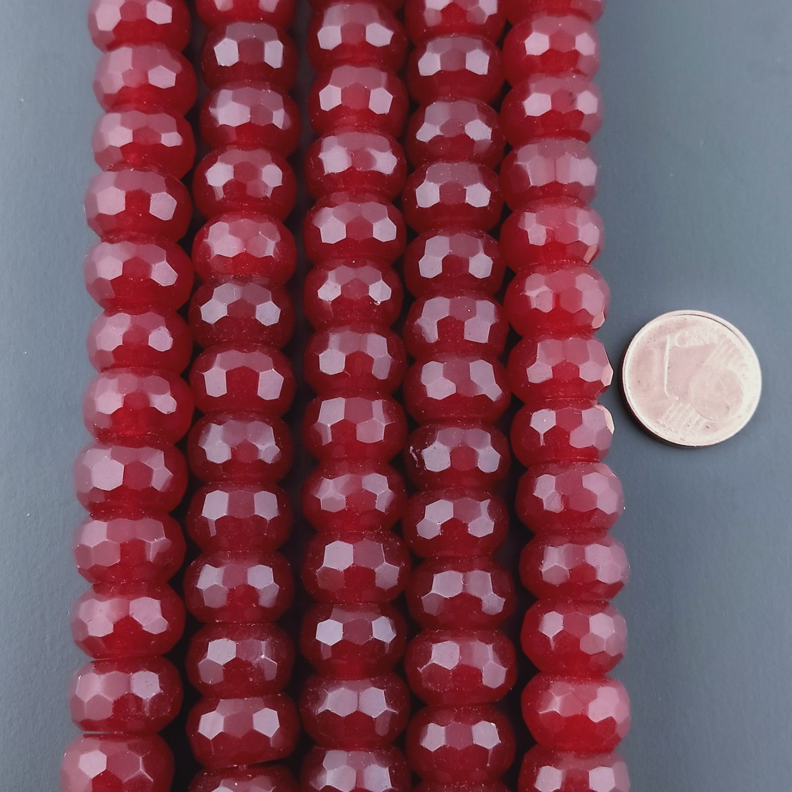 Giada Rubino in Perline Forma Rondelle Sfaccettato Foro Passante 12mm