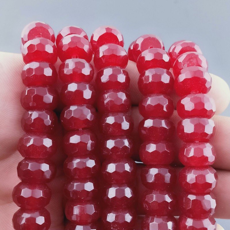 Giada Rubino in Perline Forma Rondelle Sfaccettato Foro Passante 12mm