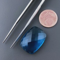Topazio Azzurro Idrotermale Forma Cuscino Piatto Cabochon Sfaccettata Fatto a Mano 22X16X8mm 21,50 Carati 1pz
