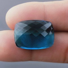 Topazio Azzurro Idrotermale Forma Cuscino Piatto Cabochon Sfaccettata Fatto a Mano 22X16X8mm 21,50 Carati 1pz