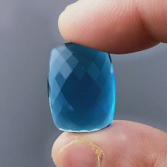 Topazio Azzurro Idrotermale Forma Cuscino Piatto Cabochon Sfaccettata Fatto a Mano 22X16X8mm 21,50 Carati 1pz