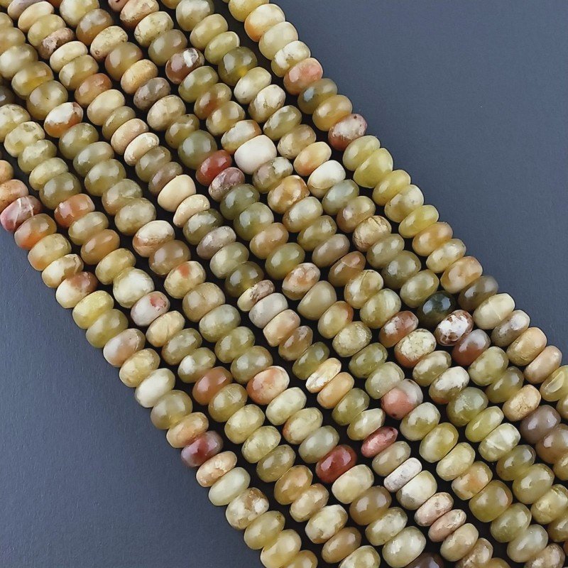 Opale Verde Madagascar Naturale in Perline Forma Rondelle Liscio Foro Passante 04mm