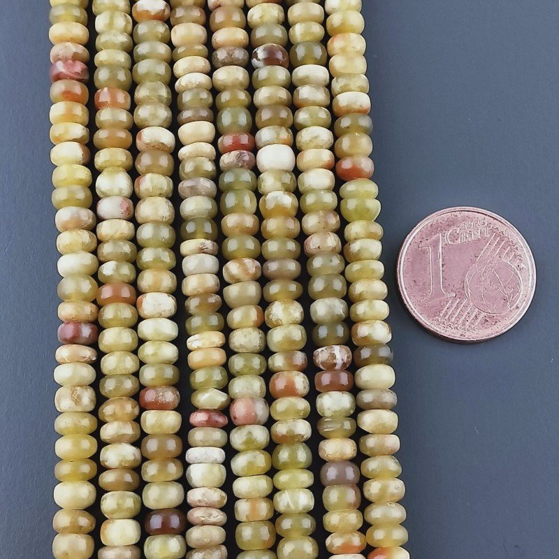 Opale Verde Madagascar Naturale in Perline Forma Rondelle Liscio Foro Passante 04mm