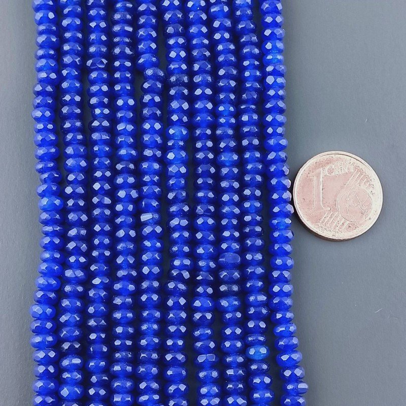 Giada Blu in Perline Forma Rondelle Sfaccettato Foro Passante 03,50mm
