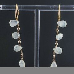 Orecchini In Argento 925 A Nodo Orafo Dorato Con Prehnite Goccia Briolette Sfaccettato A Mano