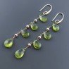 Orecchini In Argento 925 A Nodo Orafo Oro Rosa Con Olivina (Peridoto) Goccia Briolette Sfaccettato A Mano