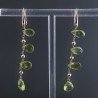 Orecchini In Argento 925 A Nodo Orafo Oro Rosa Con Olivina (Peridoto) Goccia Briolette Sfaccettato A Mano
