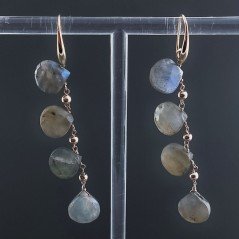 Orecchini In Argento 925 A Nodo Orafo Oro Rosa Con Labradorite Goccia Briolette Sfaccettato A Mano