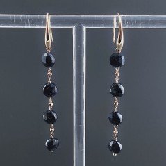 Orecchini In Argento 925 A Nodo Orafo Oro Rosa Con Pietra Del Sole Blu Tondo Piatto Briolette Sfaccettato A Mano