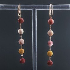 Orecchini In Argento 925 A Nodo Orafo Oro Rosa Con Mokaite Tondo Piatto Briolette Sfaccettato A Mano