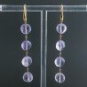 Orecchini In Argento 925 A Nodo Orafo Dorato Con Ametista Rosa Di Francia Tondo Piatto Briolette Sfaccettato A Mano