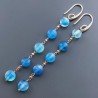 Orecchini In Argento 925 A Nodo Orafo Oro Rosa Con Agata Blu Tondo Piatto Briolette Sfaccettato A Mano