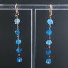 Orecchini In Argento 925 A Nodo Orafo Oro Rosa Con Agata Blu Tondo Piatto Briolette Sfaccettato A Mano